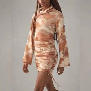 Daily Practice by Anthropologie‎ Womens Long Sleeve Ruched Mini Dress Medium